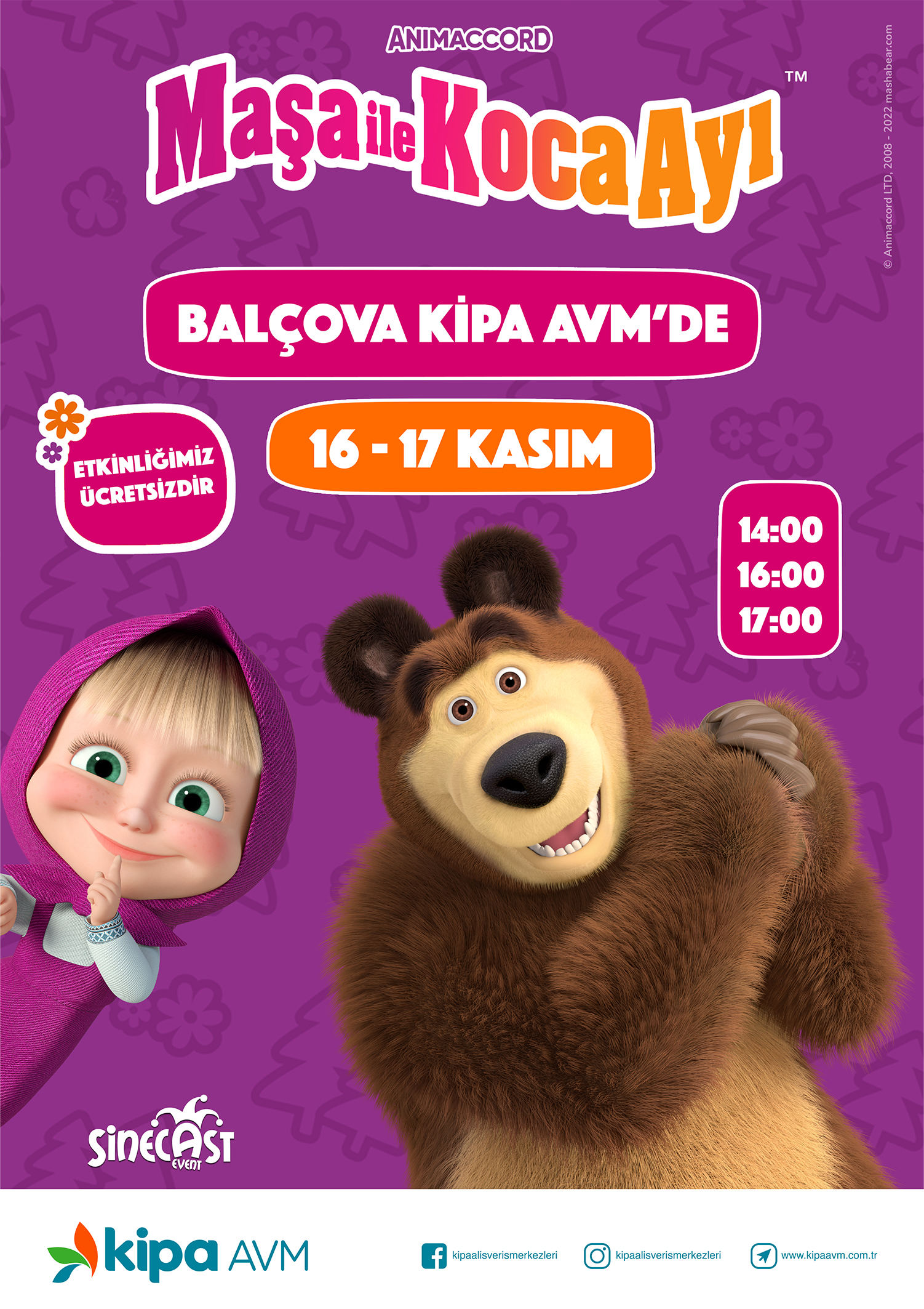 Bal&ccedil;ova Kipa AVM'de Maşa ile Koca Ayı Etkinliği!