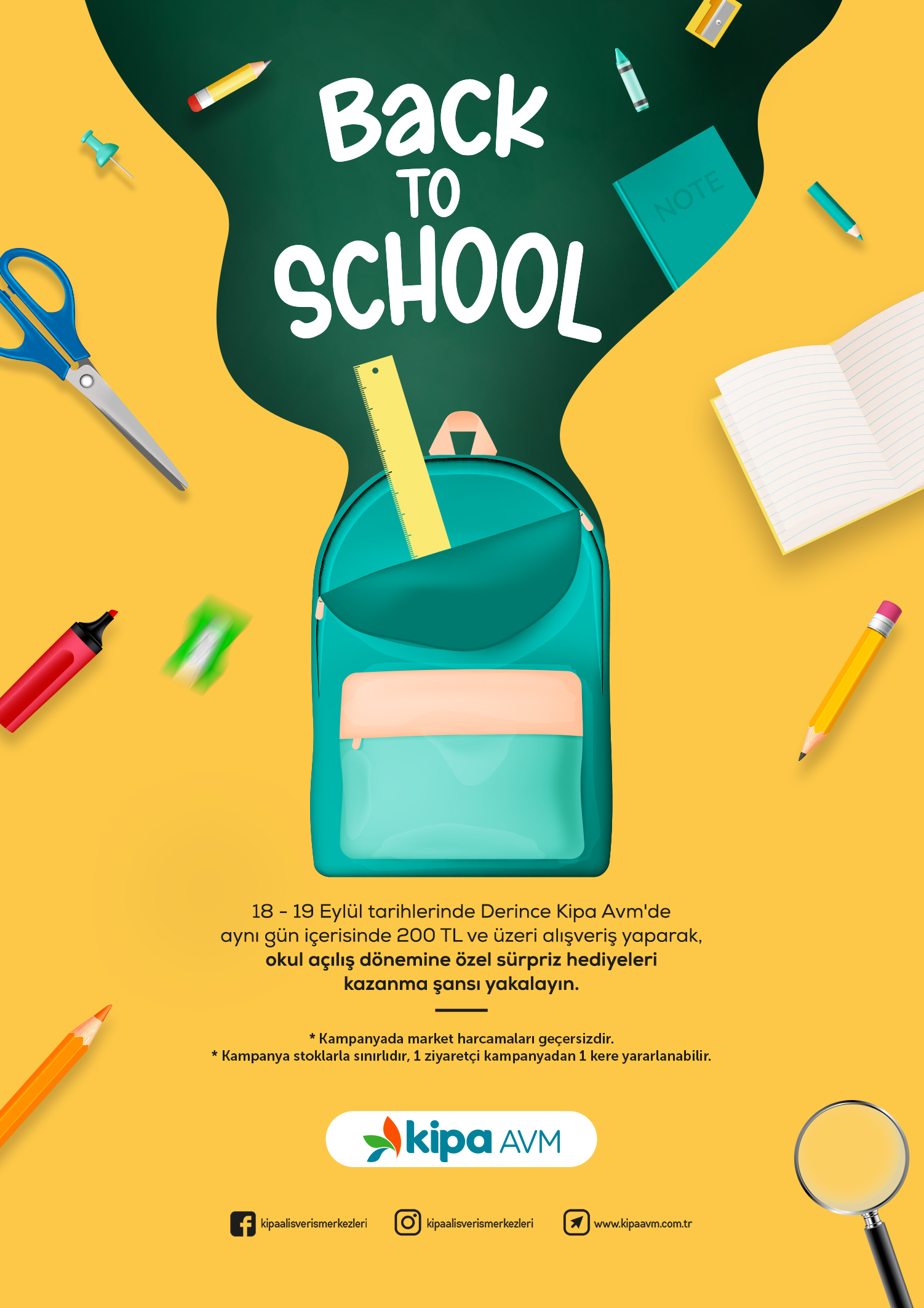 Okula D&ouml;n&uuml;ş Kampanyası Derince Kipa AVM&rsquo;de!