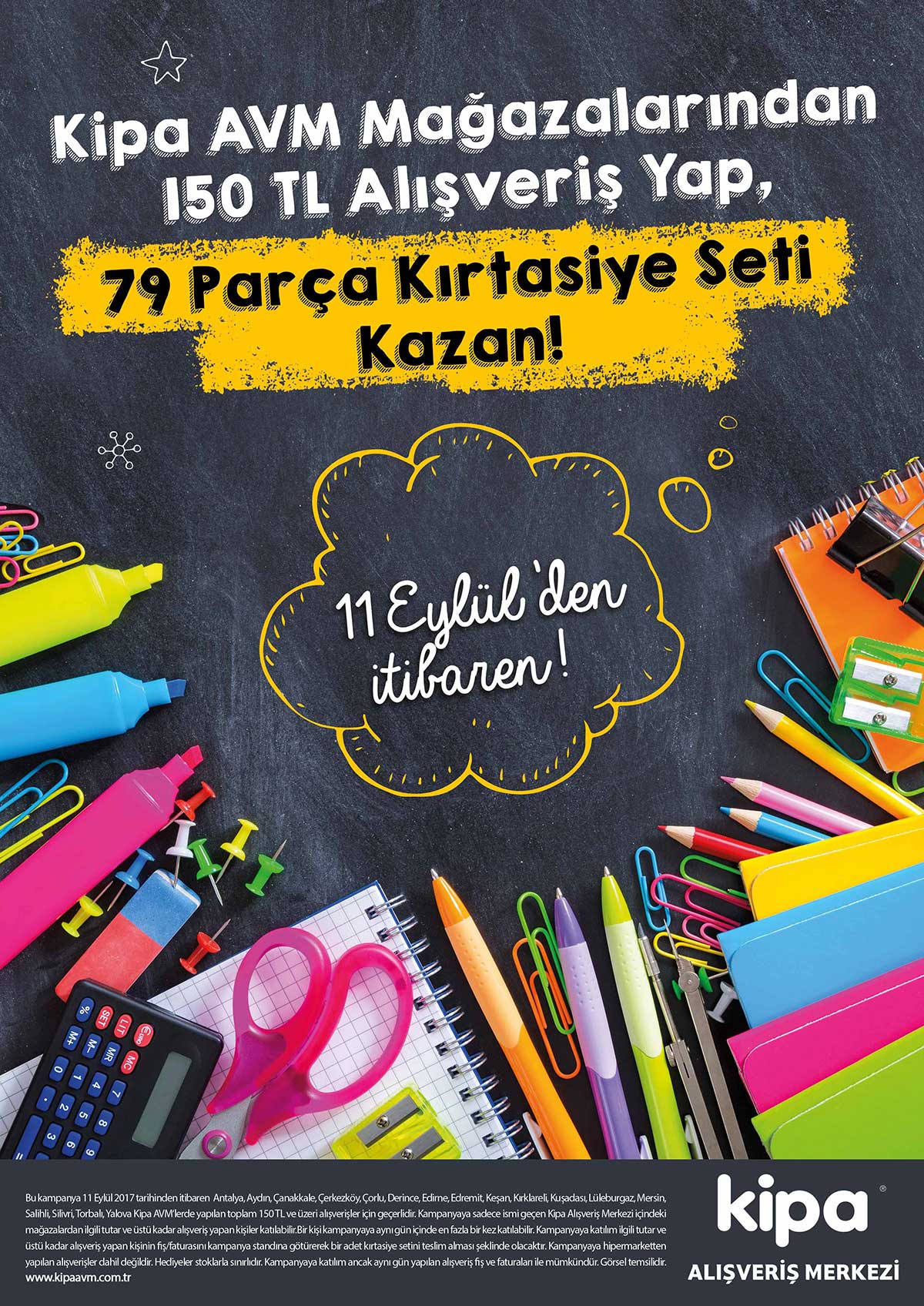 Kipa AVM&rsquo;den kırtasiye seti hediye!