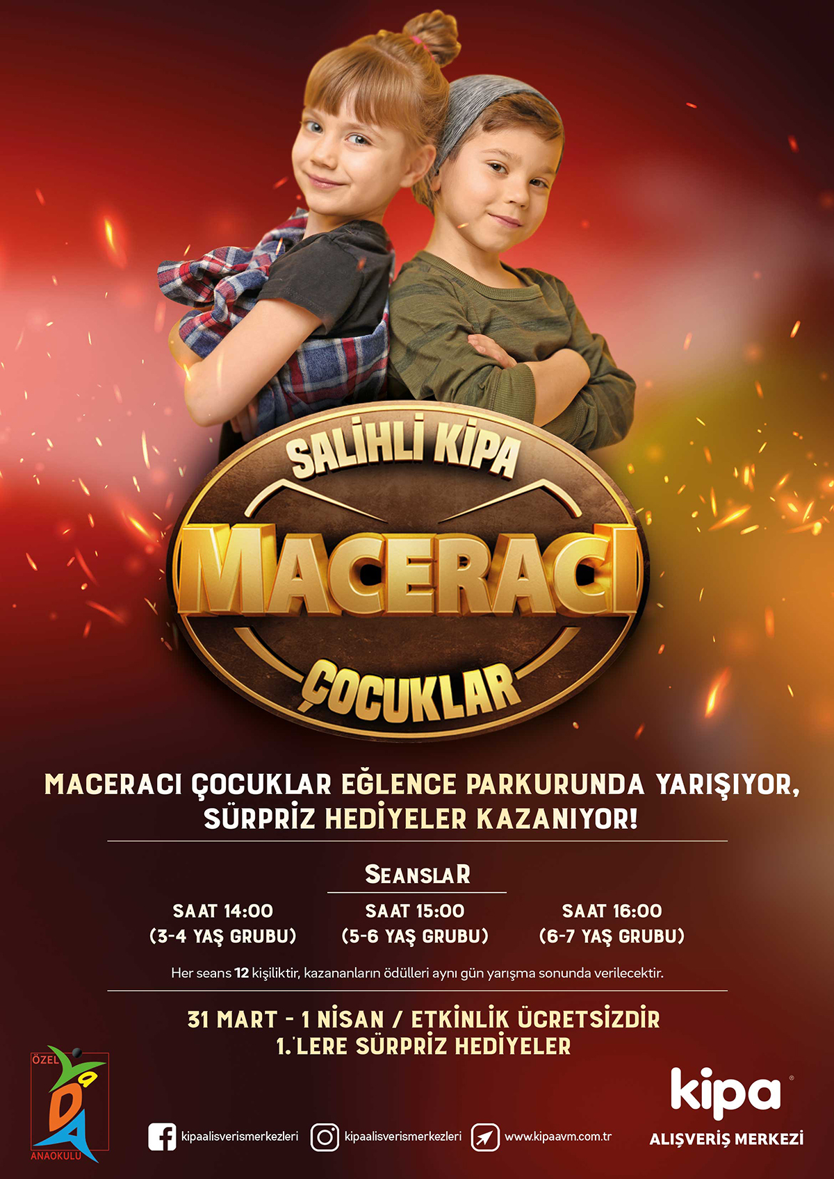 Maceracı &Ccedil;ocuklar Maceracı Parkurunda Yarışıyor, S&uuml;rpriz Hediyeler Kazanıyor !